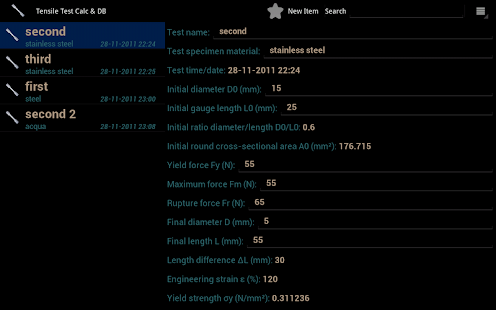 Free Tensile Test Calculator & DB APK for Android
