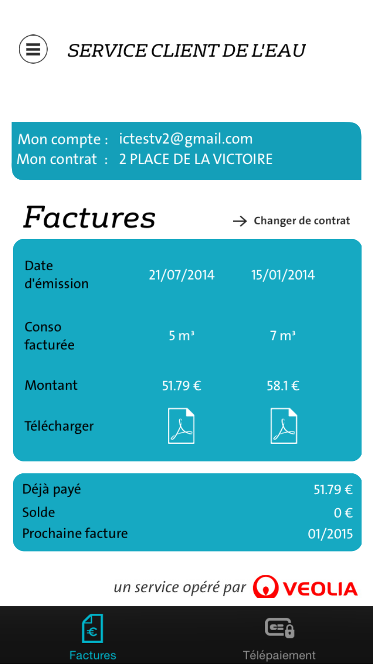Android application Veolia & moi - Eau screenshort