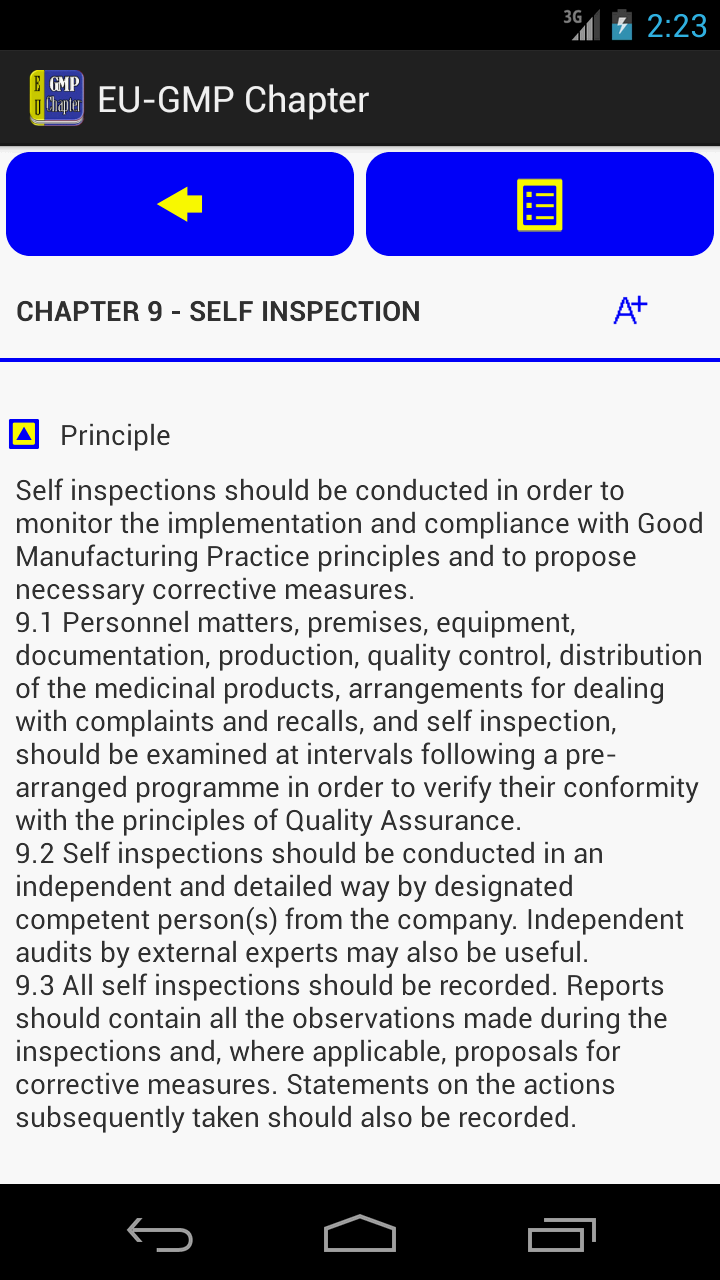 EU-GMP Chapter Screen 3