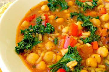 Red Pepper and Chickpea Soup with Kale