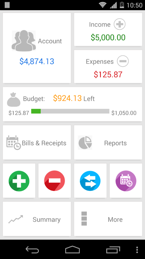 Android application financeOne License Key screenshort