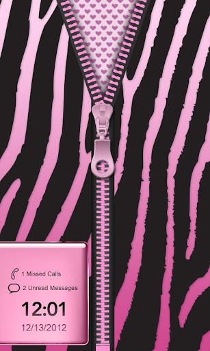 ★Pink Zebra Zipper Lock Screen