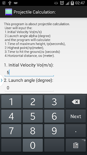 Projectile Calculation