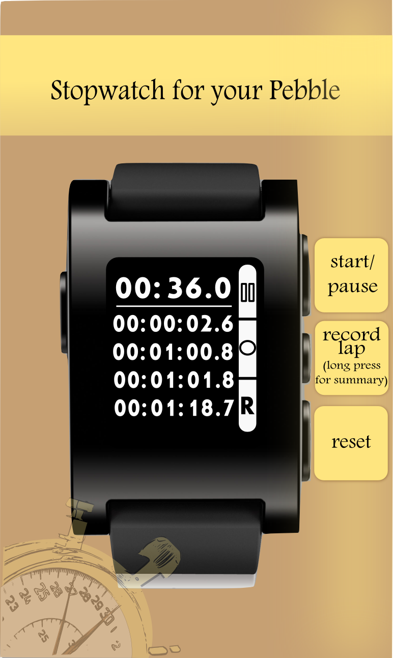 Stopwatch for Pebble Screen 3