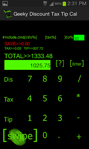 Geeky Discount Tax Tip Cal