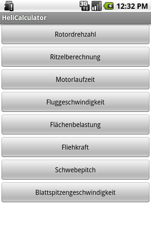 Android application HeliCalculator screenshort