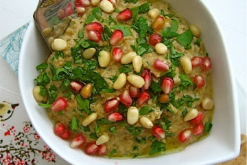 Eggplant Dip with Pomegranate Molasses and Feta 