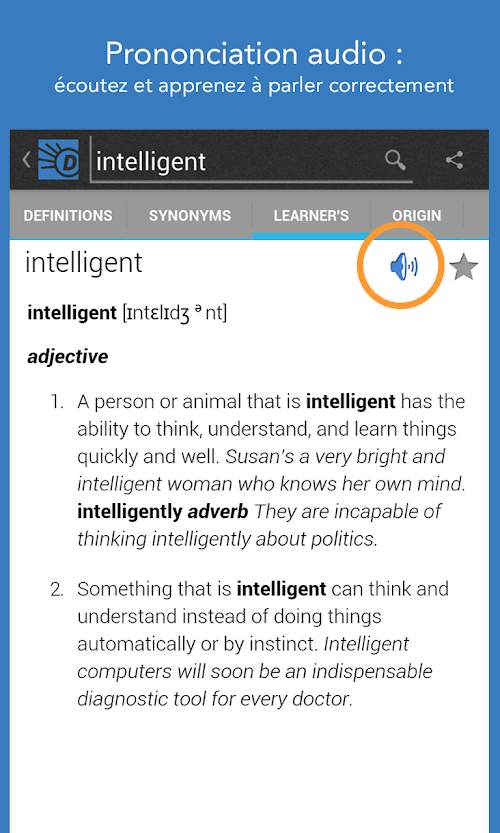 Capture d'ecran de l'application Android Dictionary.com English Word Meanings & Definitions