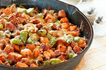 Sweet Potato, Ham, and Cheese Skillet