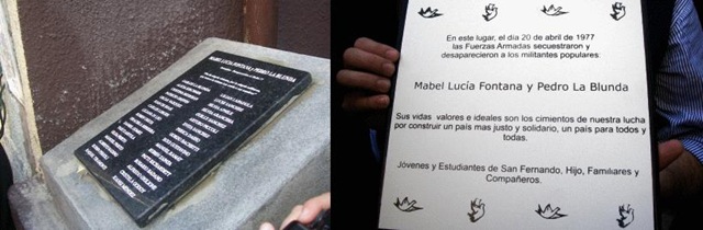 Placa homenaje Mabel Fontana - Pedro La Blunda