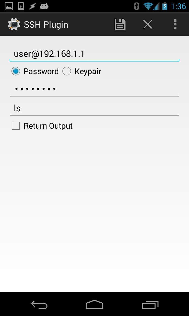 SSH Tasker Plugin Screen 3
