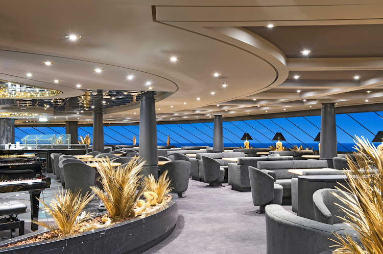 Guests in MSC Preziosa's private Yacht Club enjoy mesmerizing views from the Top Sail Lounge. 