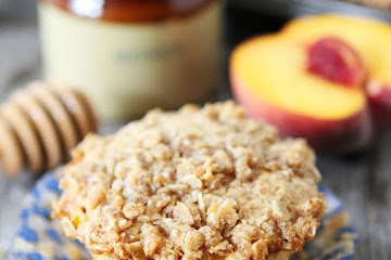 Honey Peach Muffins with Oat Streusel Topping