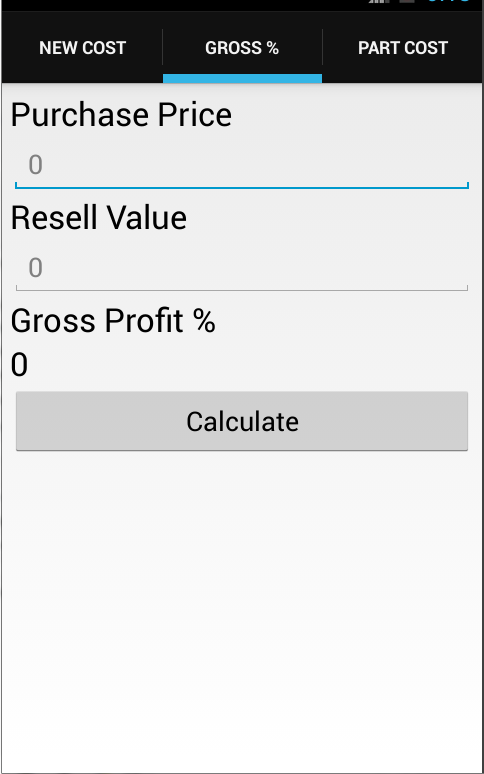 Gross Percent Calculator Screen 2