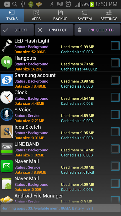 Android Task Manager Pro - screenshot