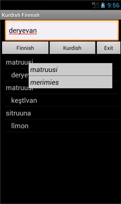 Android application Finnish Kurdish Dictionary screenshort