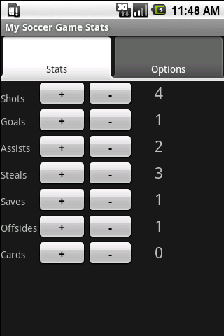 Android application Youth Soccer Stats Tracker screenshort