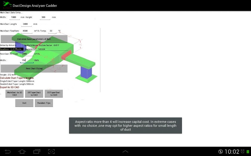 Duct Design W 3D CAD Dxf O/P Screen 3