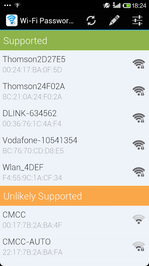 Android application WiFi Password Recover screenshort