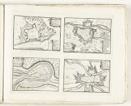 Plattegronden van Dinant, Maastricht, Bouillon en Mézières, ca. 1702