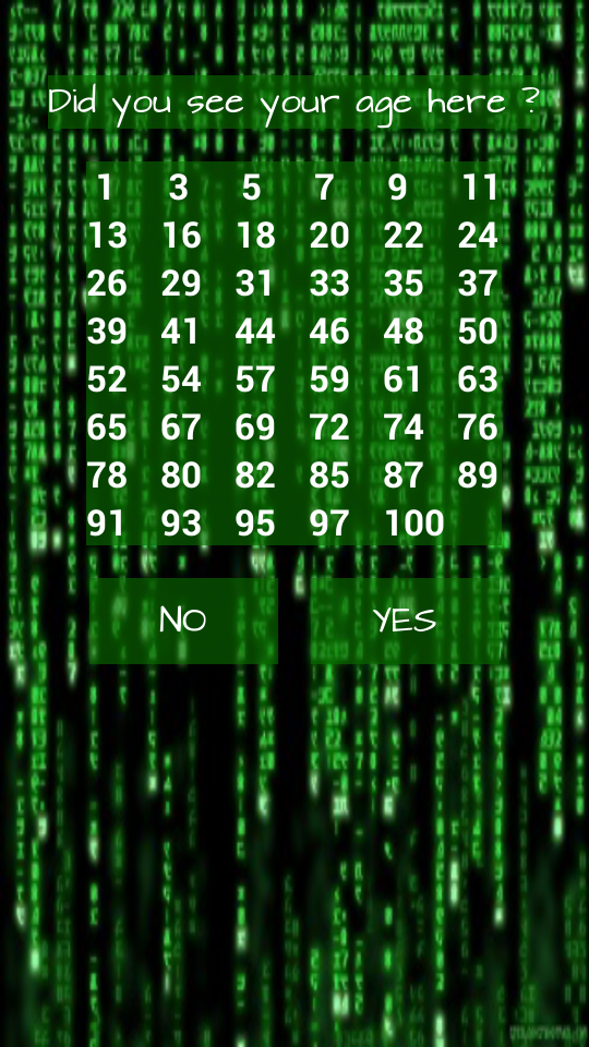 Age Finder Screen 2