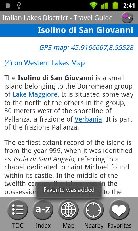 Italian Lakes District Guide Screen 3