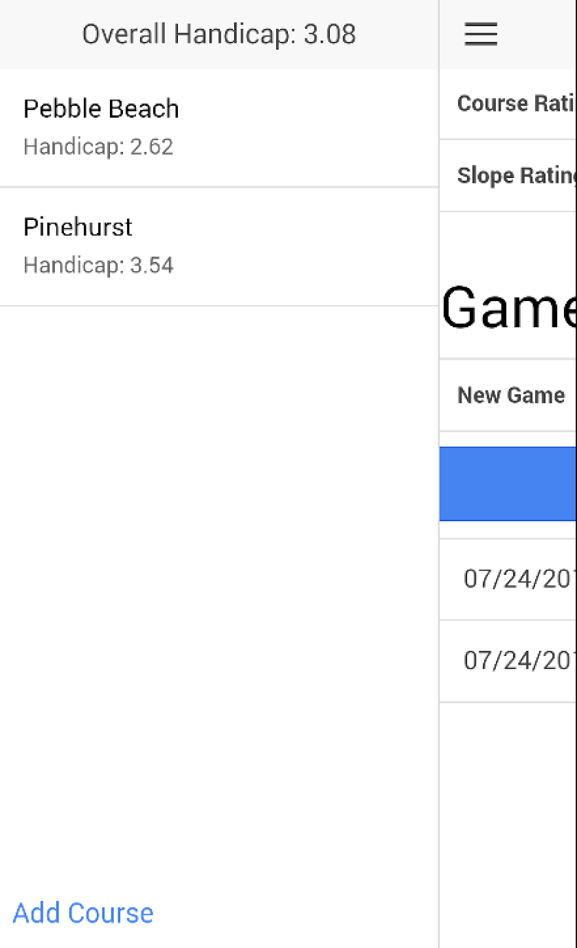 Golf Handicap Manager Screen 3