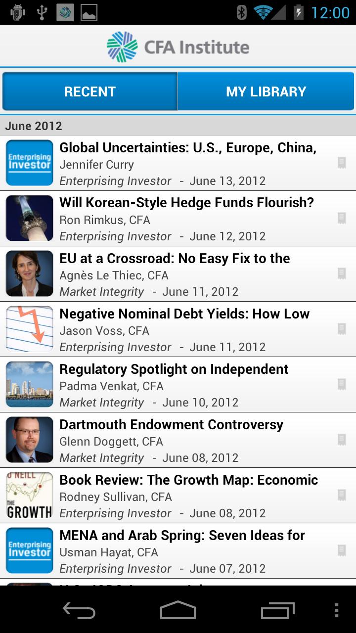 CFA Institute Mobile App Screen 1