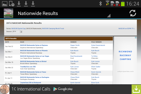 Live Nascar Updates Screen 2