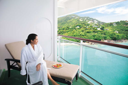 Norwegian Epic guests staying at any of the Spa accommodations will love spending time on their private balcony.