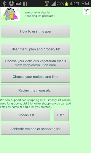 Veggie Shopping list generator