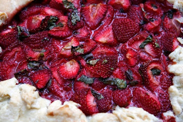 Strawberry Basil Tart with Avocado Ice cream