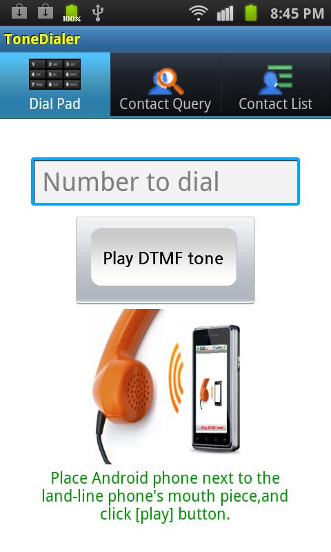 DTMF tone Dialer Screen 1