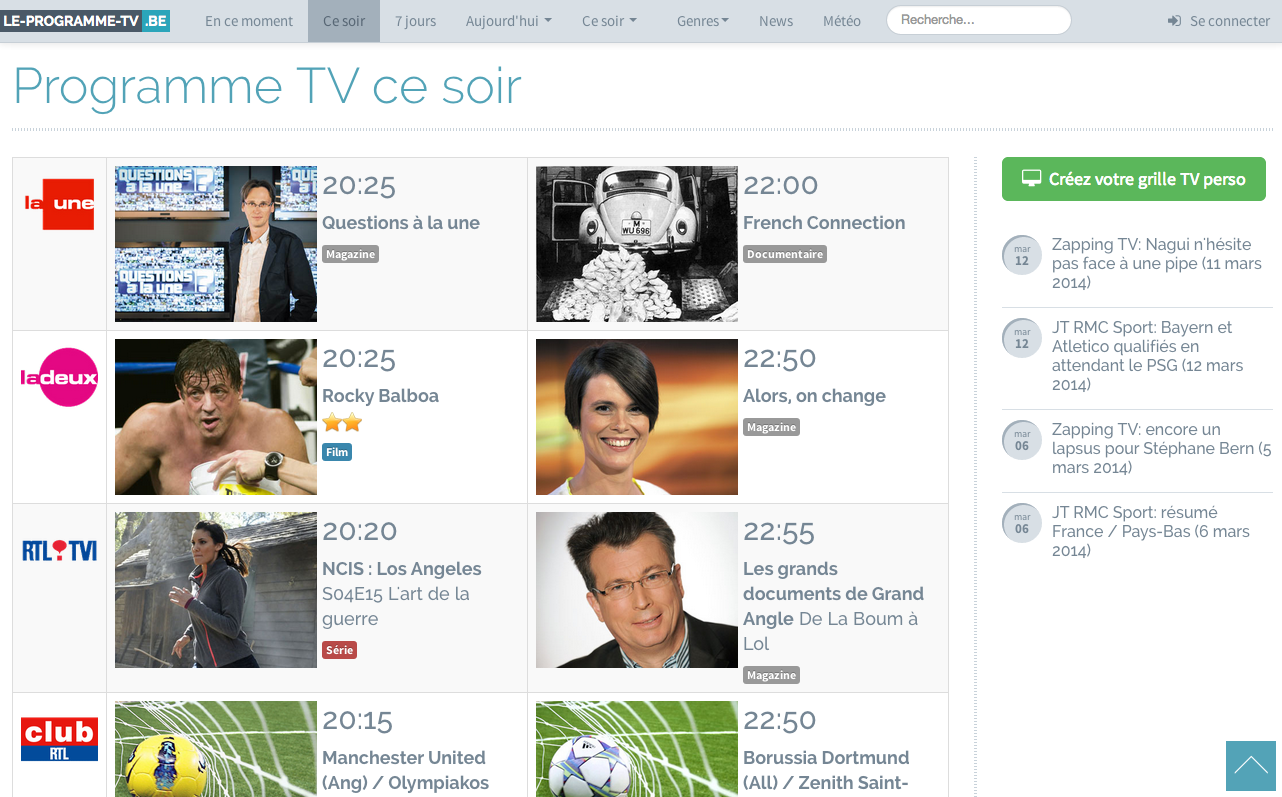 programme tv france et belgique