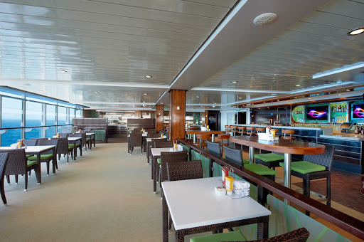Norwegian-Breakaway-Uptown-Bar-Grill - The Uptown Bar & Grill on deck 16 of Norwegian Breakaway is known for sumptuous buffets and a great view of the ocean.