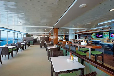 The Uptown Bar & Grill on deck 16 of Norwegian Breakaway is known for sumptuous buffets and a great view of the ocean.