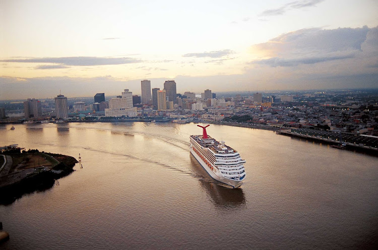 Carnival Conquest cruises through New Orleans.