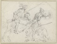 Twee mannen in wapenrusting te paard