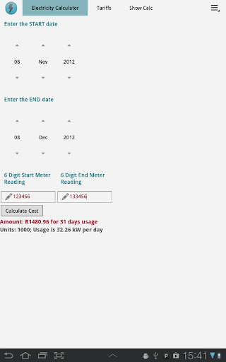 Johannesburg Electricity Calc