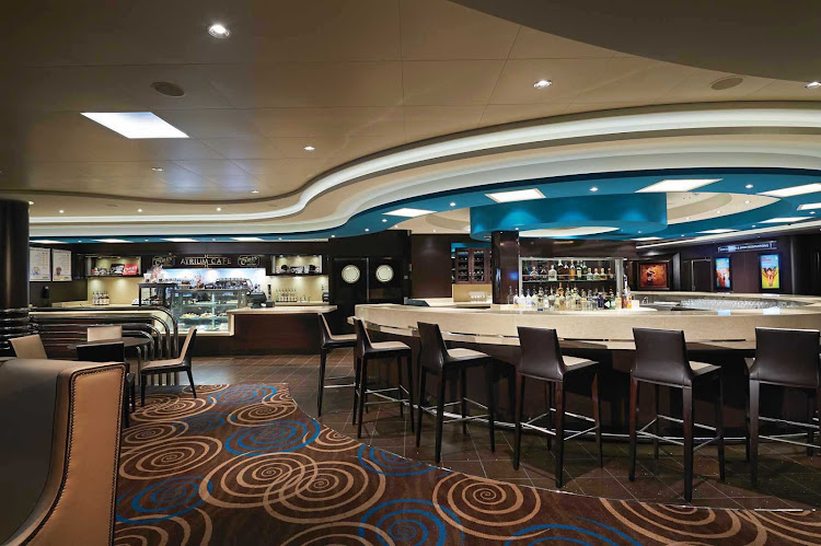 Have a grand time dining or drinking while taking in views of three decks from the Atrium Cafe & Bar aboard Norwegian Getaway.