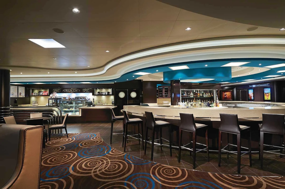 Norwegian-Getaway-Atrium-Cafe - Have a grand time dining or drinking while taking in views of three decks from the Atrium Cafe & Bar aboard Norwegian Getaway.