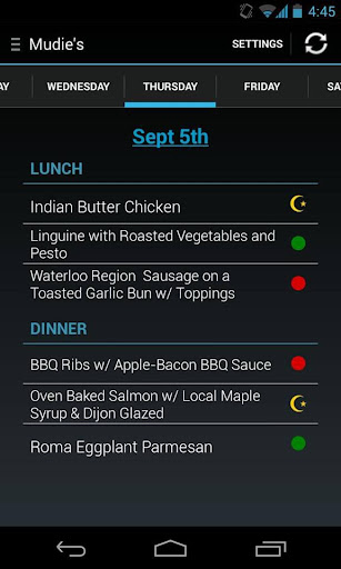 UW Food Menu