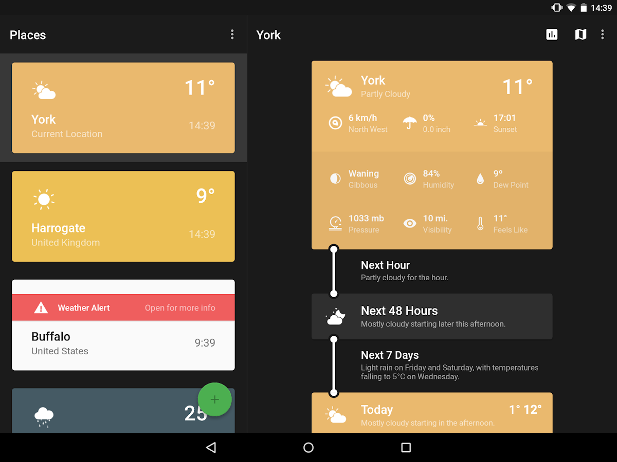 Weather Timeline - Forecast Android Material tasarımlı detaylı küçük boyutlu sade hava durumu uygulaması APK İndir - androidliyim
