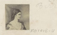 Fotoreproductie van (vermoedelijk) een prent met een vrouwenportret