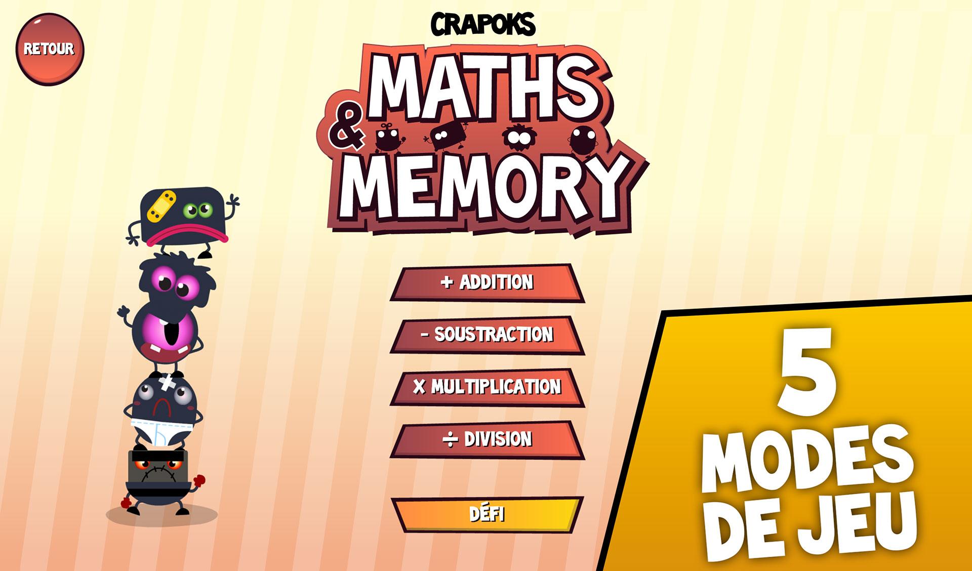Android application Crapoks: Maths &amp; Memo screenshort