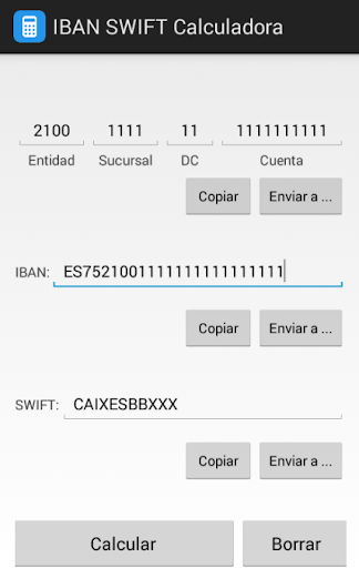 IBAN SWIFT Calculadora