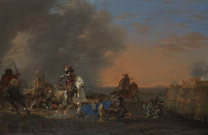 RIJKS: Jan Asselijn: Cavalry Attack at Sunset 1646