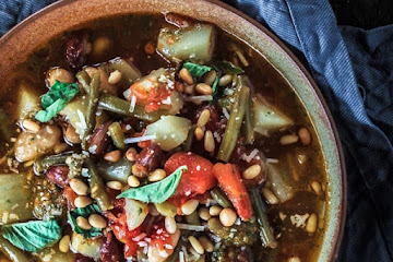 Mediterranean Bean Soup Recipe with Tomato Pesto