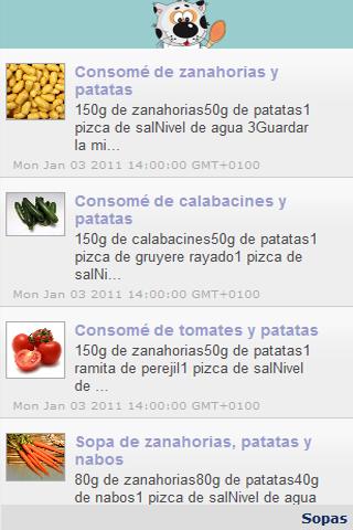 Android application Recetas al vapor para bebes screenshort