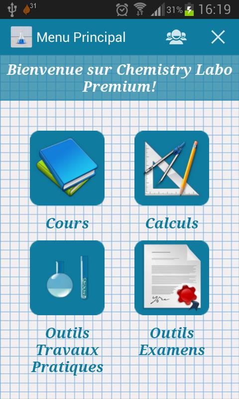 Android application Chimie Labo Premium screenshort